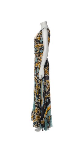 DIANE VON FURSTENBERG XS MAUPITI FIGI FLOWER 100% SILK GOWN MAXI WRAP DRESS - Picture 6 of 7