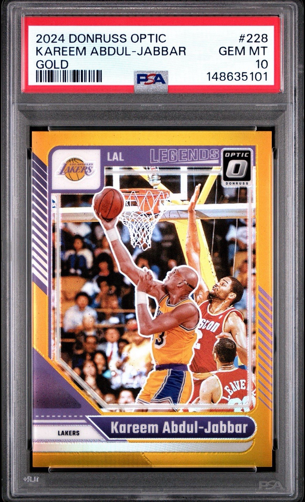 2024 Donruss Optic Kareem Abdul Jabbar Gold Prizm /10 Psa 10 Pop 1/1 Lakers