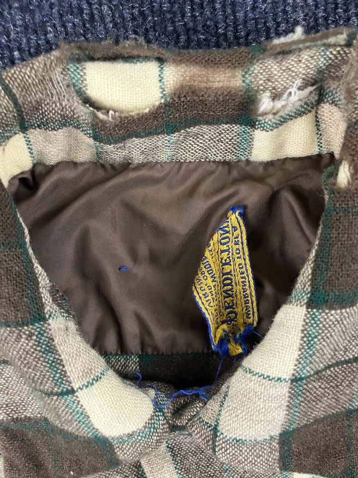 Vintage Pendleton Jacket Mens Medium Brown Green Plaid Wool Lined Shirt Coat 70s - Image 3 of 4