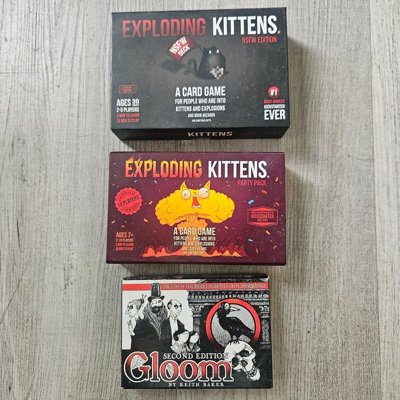 Exploding Kittens NSFW Party Pack + Gloom 2nd Edition Card Game Lot