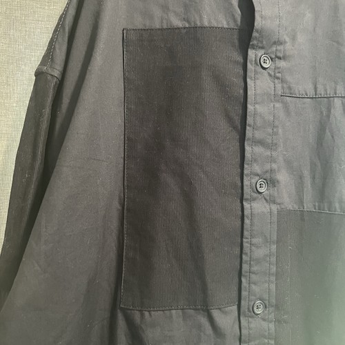 Sean John Mens Shirt 2XLT Black Long Sleeve Corduroy Patches Button up Unique - Picture 8 of 13