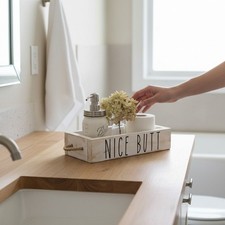 Mainevent Nice Butt Toilet Box Diaper Caddy White Farmhouse Brand New