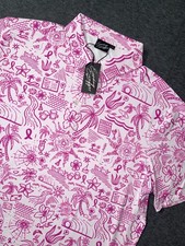 Sunday Swagger Mens Golf Polo Happy Thoughts Breast Cancer Awareness Pink