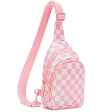 Women Fashion Plaid Waist Pack Adjustable Waterproof Quilted Crossbody Sling Bag