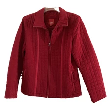 Women Esprit Quilted Jacket-Burgundy-Med
