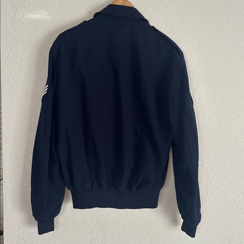 Vintage U.S. Air Force Full Zip Jacket Bomber Navy Blue Patches Wings Collection - Picture 8 of 9