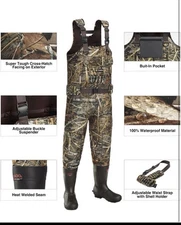 Hunting Waders with Boot Hanger & 600G Insulation, Waterproof Size 7 men TIDEWE