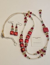 Completo Collana lunga e orecchini antica Murrina Venezia con foglio d'oro 24 K.