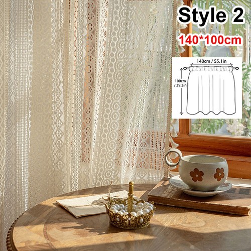 1Pcs Hollow Lace Voile Tulle Curtain 140x160cm Window Drape Shades - Picture 19 of 20