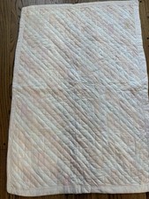 Vintage Handmade Baby Quilt Pink And White Square Approx 52 X 37  