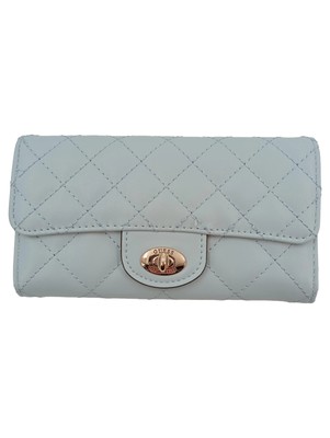 GUESS Damen Geldbörse Elegant Leder Blau Gesteppt Portemonnaie Clutch