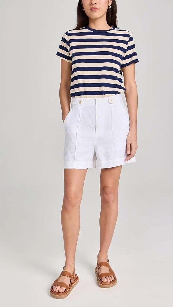 Madewell High Waist 100% Linen Pleated White Shorts Size 4