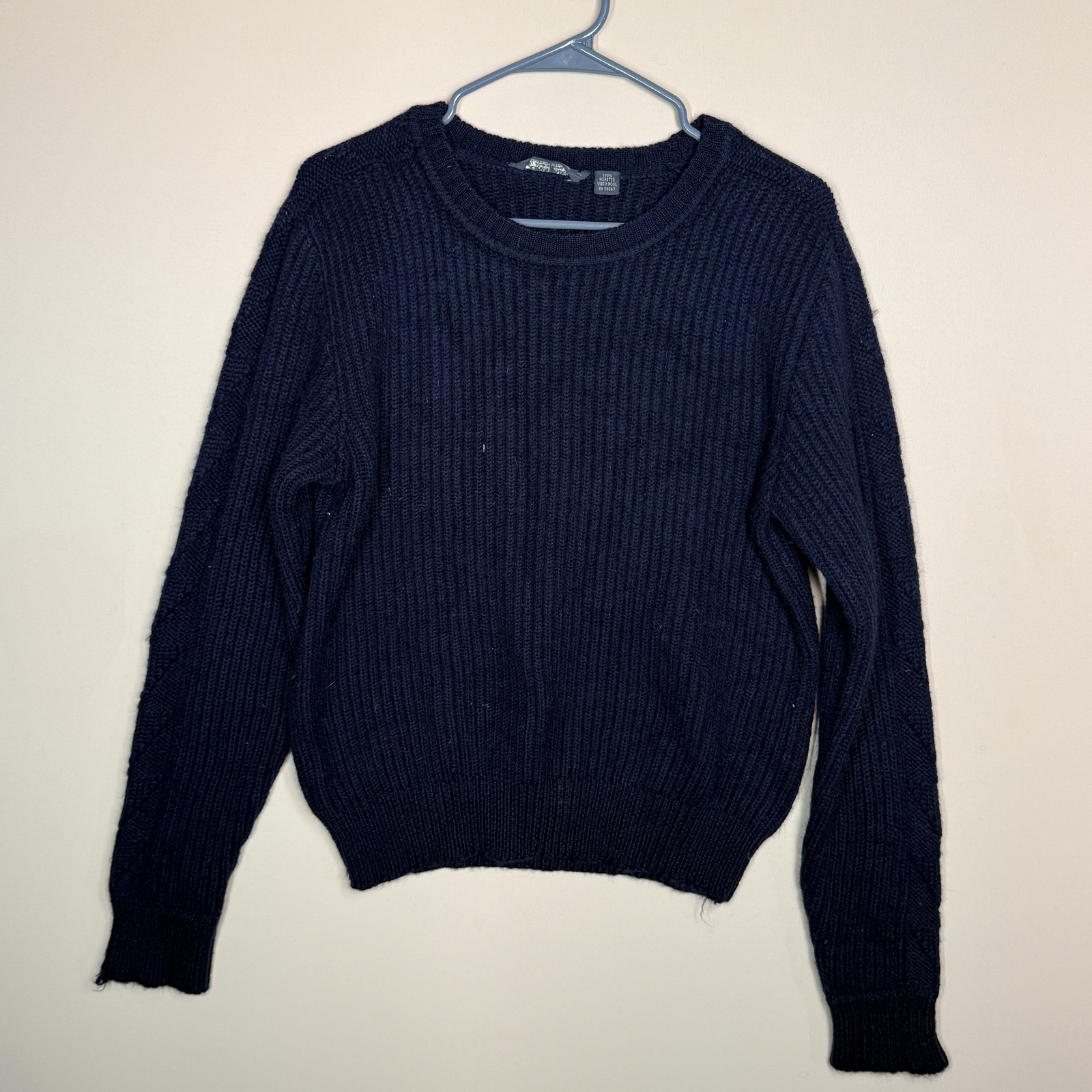Vintage Calvin Klein Virgin Wool Crew Neck Sweater Hong Kong Grey Medium M VTG