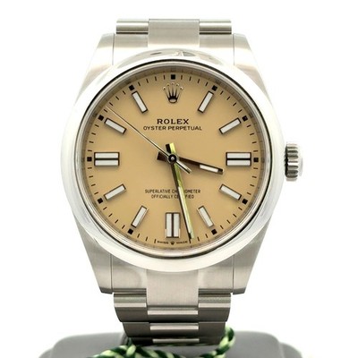 NEW 2025 Rolex Oyster Perpetual 41mm BEIGE DIAL Steel Watch 134300, Box/Card