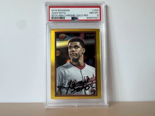 Juan Soto /50 - 2019 Bowman #B30-JSO - 30th Anniversary Gold Refractor PSA 8