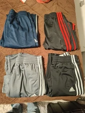 4 Pairs Adidas Pants Boys Size 18-20 Black/Navy/Gray 3-Stripes 