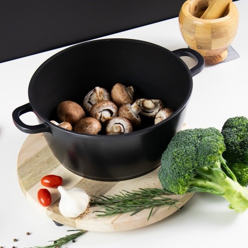 Nea Stockpot Nera Nero 44 cm - Grande Capacità Premium Alluminio pressofuso con - Foto 3 di 8