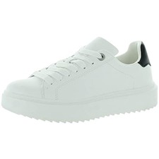 Steve Madden NIB Catcher White With Black Platform Lug Sneakers Women Size 10