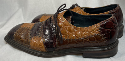 Giorgio Brutini Men\'s Black Alligator Print Leather Lace Up Dress Shoes  11 1/2M Mens Vintage Giorgio Brutini Crocodile Lizard | Mercari main image 4