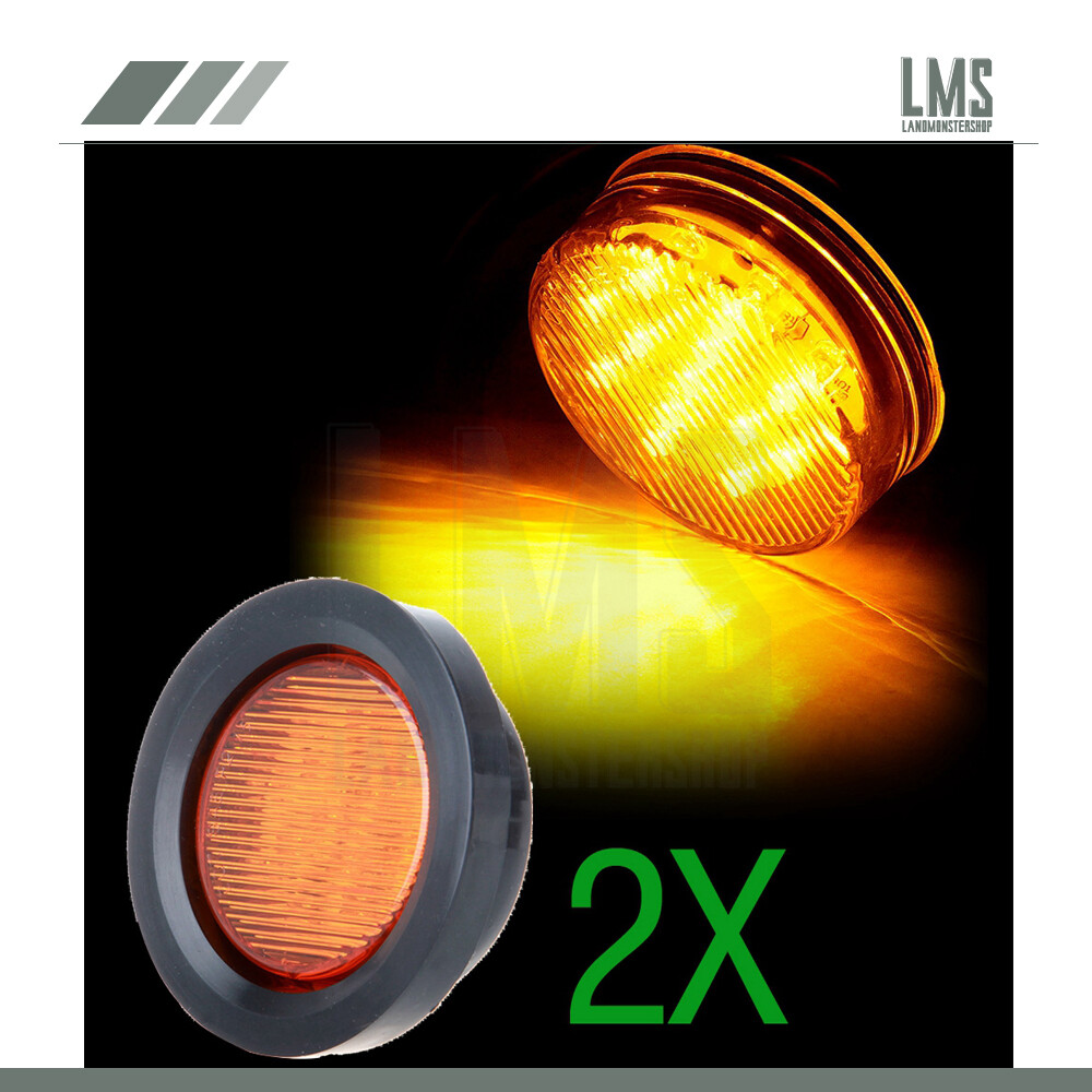Dual 2.5 Inch 13 LED Round Side Marker Lights for Truck Trailer Pickup