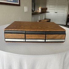 Vintage 1990s 42 Audio Cassette Storage Case Faux Wood 3 Drawers