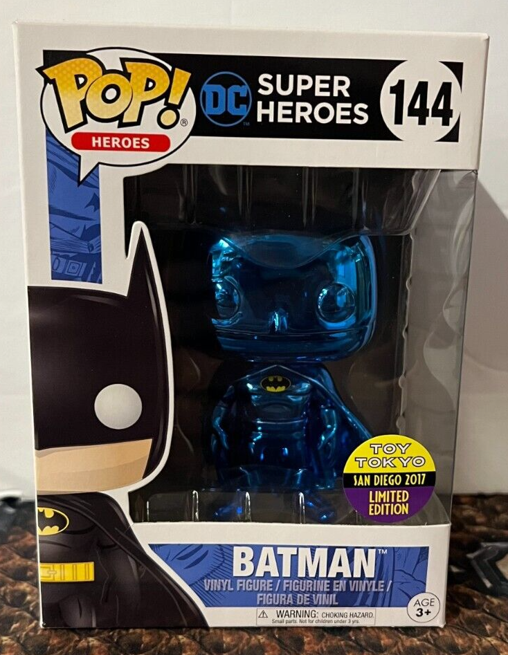 Funko POP DC Super Heroes Batman Blue Chrome #144 SDCC Toy Tokyo