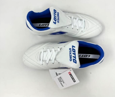 LOTTO ' STADIO 200 III FG ' WHITE/PACIFIC BLUE ' UNISEX SIZE 7.5