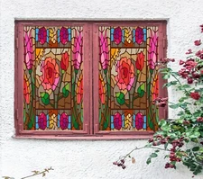 3D Red Flower A667 Window Film Print Sticker Cling Stained Glass UV Zoe