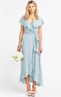 knee length dresses for ladies Blue Multi Crochet Lace Ruffle Midi Dress – SSYS main image 1