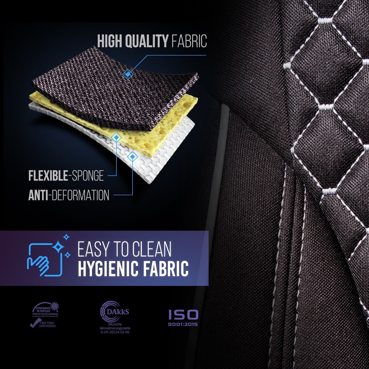 VOLVO VNL SEAT COVER FOR MODELS 2019‑2024 OEM SEAT (BLACK WITH