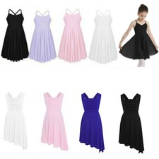 Kid Girls Ballet Leotard Tutu Dress Gymnastic Criss-cross Back Lyrical Dancewear
