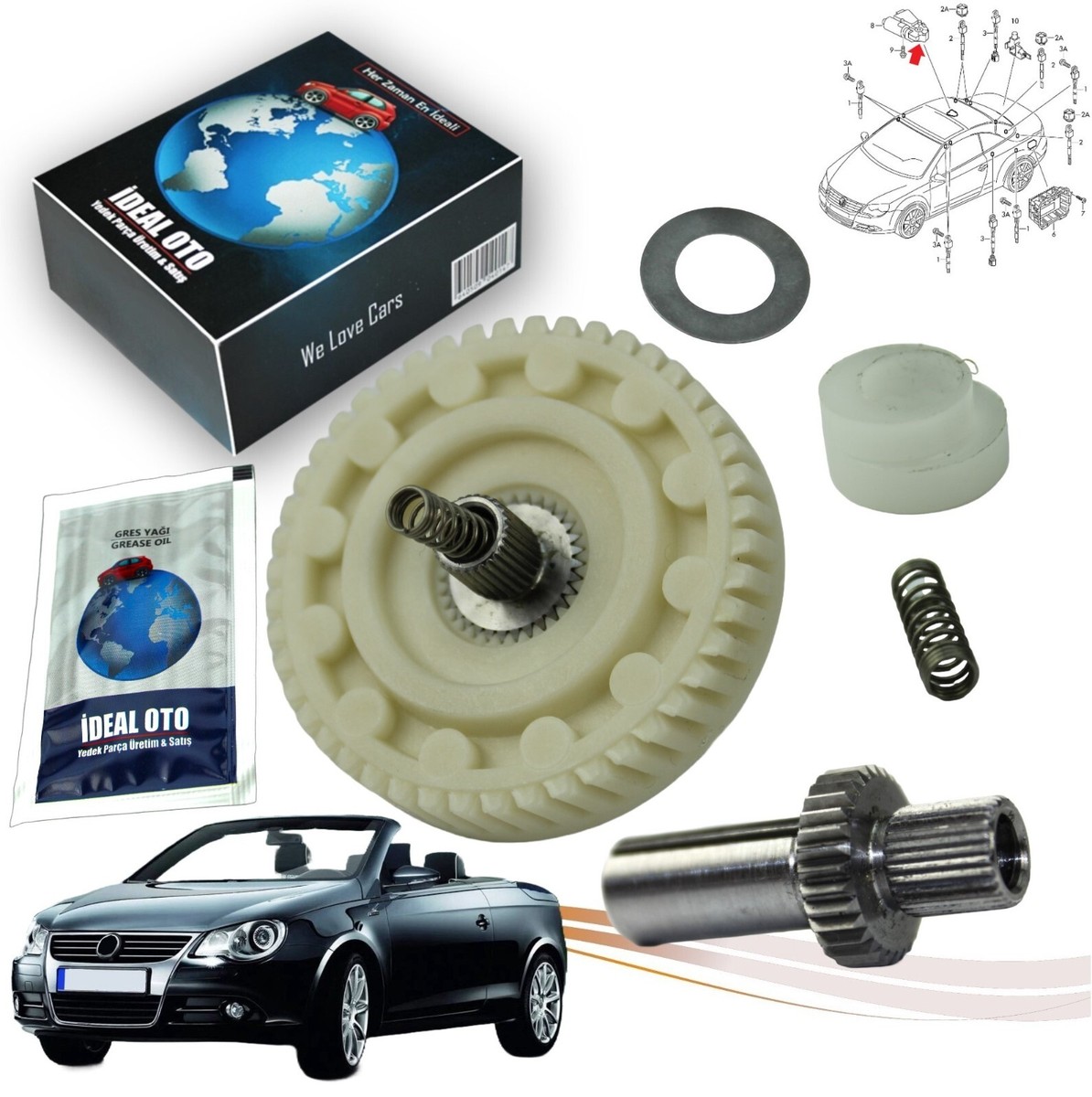 Panaromic Sunroof Motor Gears Kit For Vw Eos 1F7 1F8 92104500