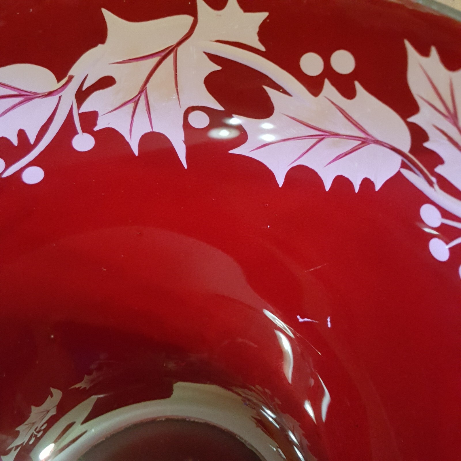 Teleflora Gifts Ruby Red Frosted Holly Crystal Glass Vase Bowl Planter