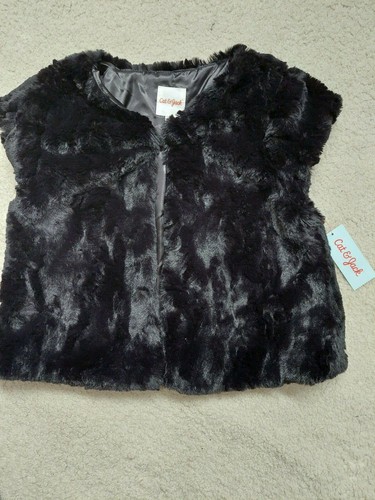 Girls Cat \u0026 Jack Black Faux Fur Vest 
