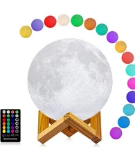 3D Moon Lamp /Cosmic Lamp 16 Color Multiple Flashing Mode, 5.9” Round