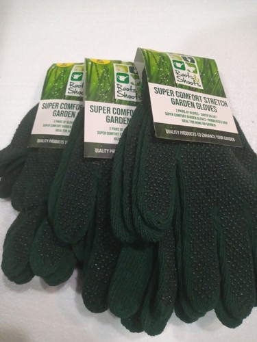 6 pairs of stretch knit cotton garden gloves. rubber grip. Work gloves. Green. - Picture 2 of 12