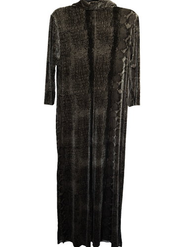 Vintage Carol Little Dress Women Size 10 Velvet Brown Snake Print Maxi Slits - Picture 2 of 19