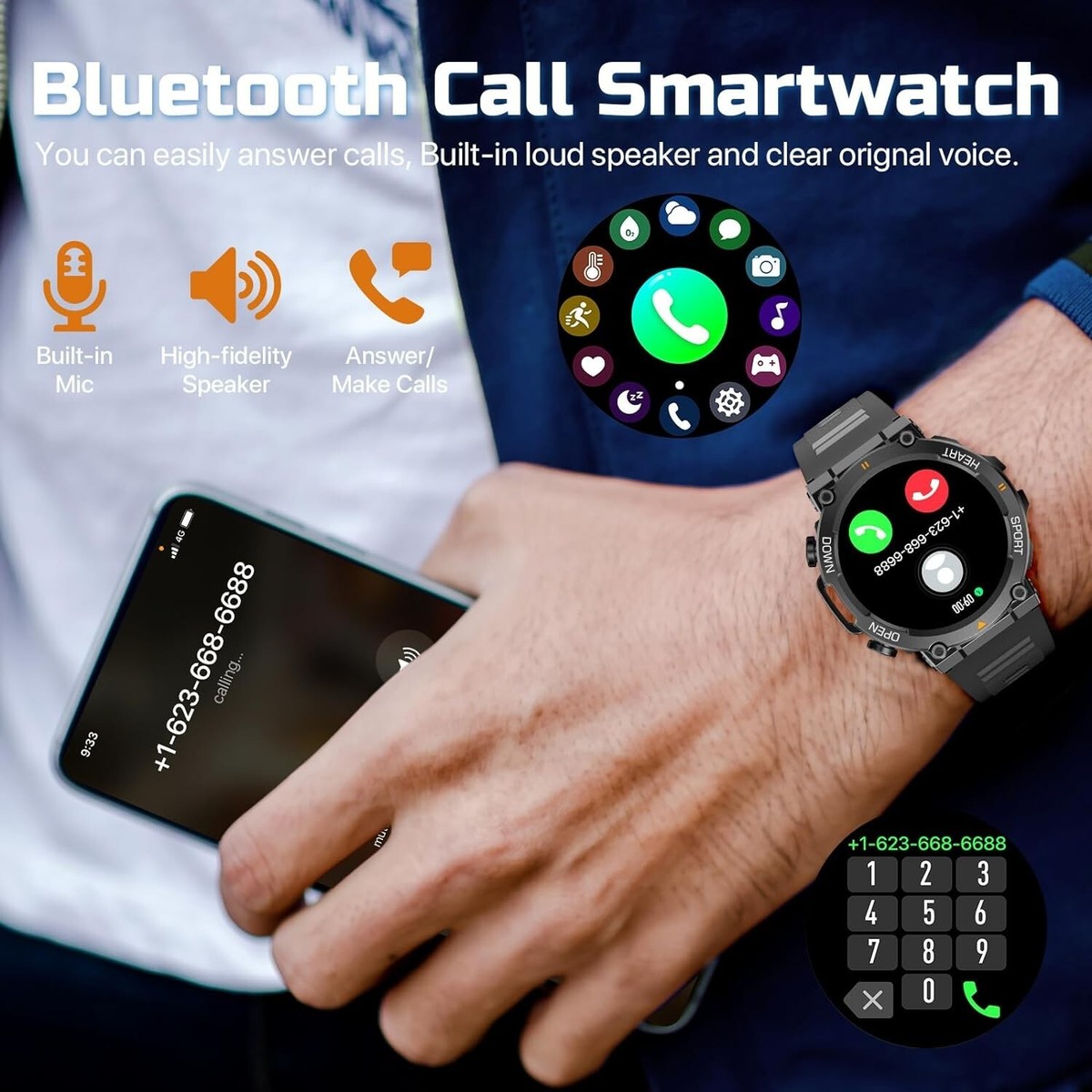 Smart Watch for Men for iOS and Android 1.39” IPS Waterproof 107