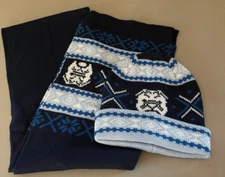 Mens Hat & Scarf Set Club Room Bulldog Blue One Size New