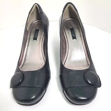 ECCO Hanna Heels Shoes Women's 8 Black Leather Slip On Pump Comfort Dress
