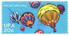 STAMP US SCOTT 2034 "Balloon-Hot Air Ballooning" 20 CENT 1983 USED PURPLE CANCEL