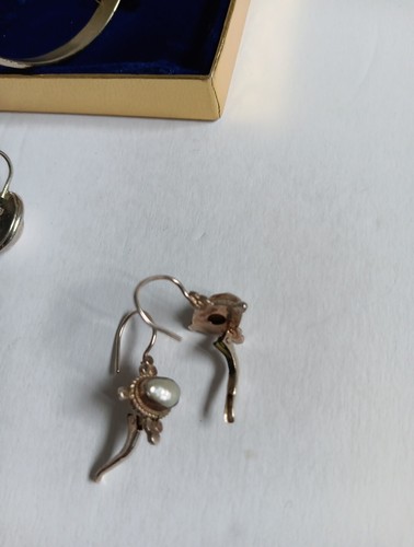 Sterling Silver Lot Vintage 3x Pair Earings + 1 Bangle Marked Mexico Indigenous - Picture 17 of 24