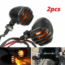 2pcs Noir Moto clignotants Indicateur Lampe Grille Amber pour Harley MS