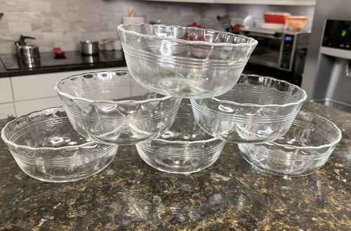 6er Set Pyrex #464 10 Unzen Klar Auflaufförmchen Puddingbecher Vorbereitung Schüsseln