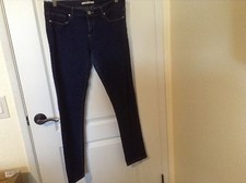 WOMENS 21 DENIM STAIGHT LEG DENIM INSEAM 32" DARK BLUE WASH JEANS Size 30