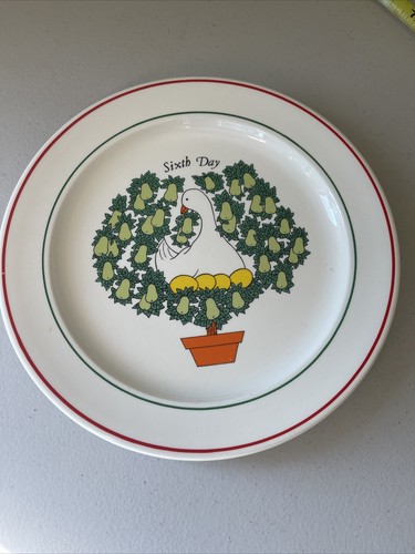 12 Days of Christmas Dinner Plate Sally Merwin Taylorton Potteries Sixth Day