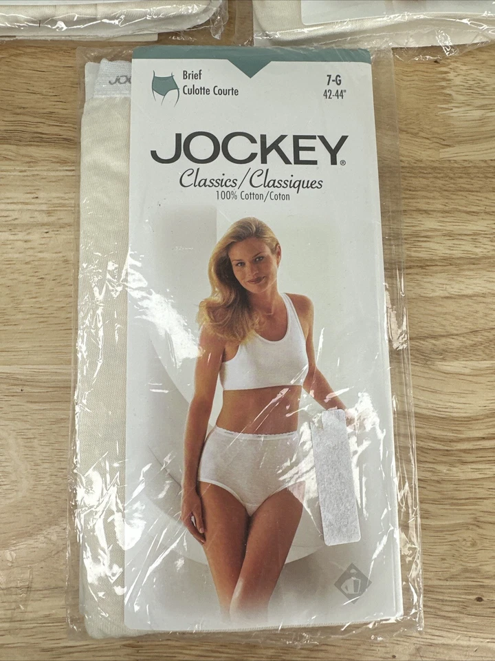 Lote De Colección De Bragas Calzoncillos Jockey Classics Mujer Talla 7-G 42-44" Amarillo/Crema 1998 Foto 4 de 4