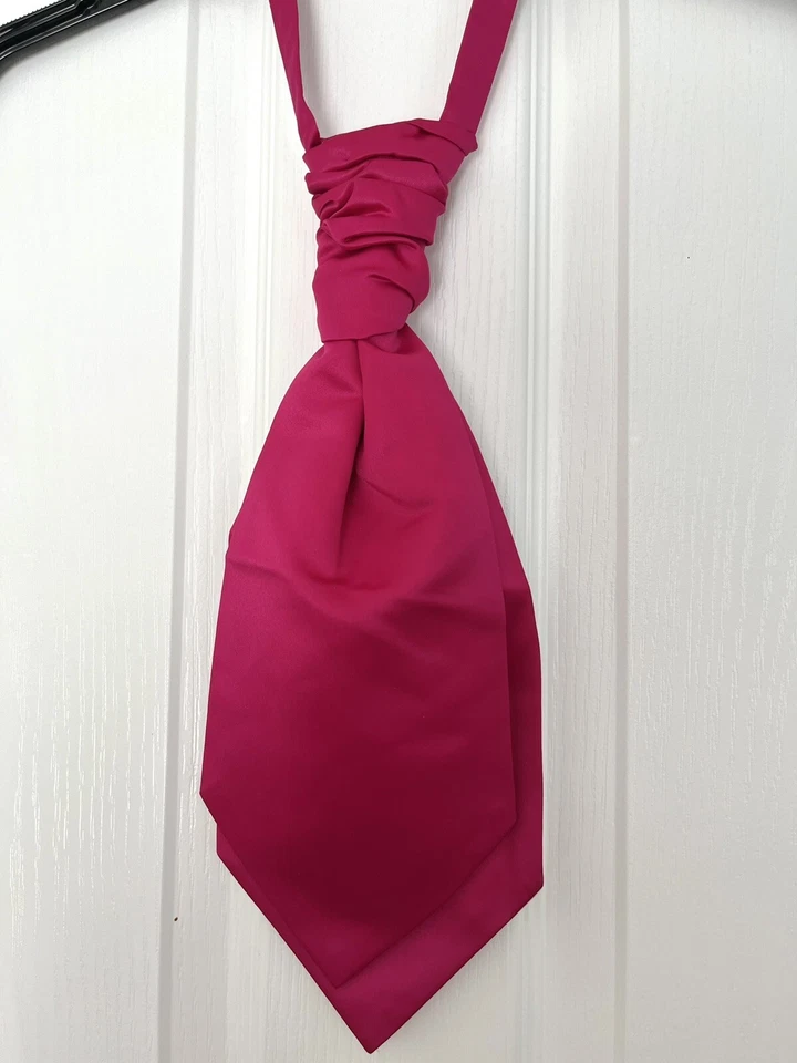 Gravata de cetim alfaiate formal pré-amarrado colarinho ajustável tamanho casamento rosa quente muito bom estado! - Imagem 4 de 4