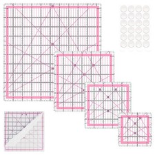 Quilting Rulers,4 Square Templates 3.5", 5", 6.5", Pink