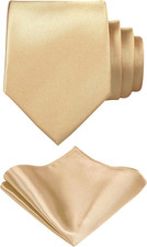 TIE G Solid Satin Woven dyed Color Formal Black Necktie and Pocket Square Sets i